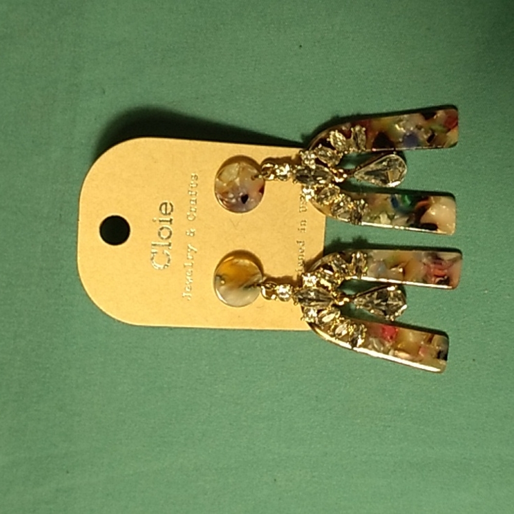 ClOIE Funky Laminate.Rhinestone Earrings